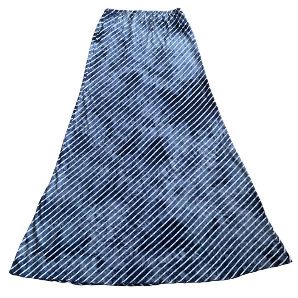 Cynthia Rowley Women’s M Blue Striped Maxi Skirt Tie Dye Stretch A-Line